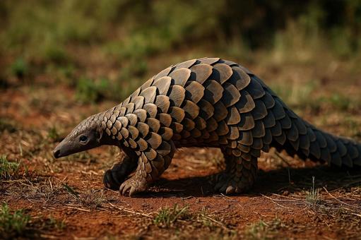 サバンナを歩く希少動物センザンコウ サバンナを歩く希少動物センザンコウの写真