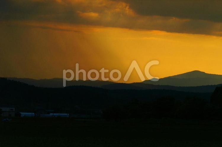 北海道の自然（夕日の景色） 北海道,自然,夕日の写真素材