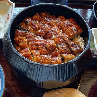 香ばしく焼き上げたひつまぶしの盛り付け ひつまぶし,うなぎ,鰻の写真素材