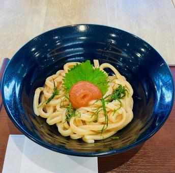 Photo, chilled udon noodles with cod roe, udon, mentaiko, 
