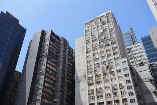 青空と高層ビルのマンションの香港の街並み 青空,高層ビル,マンションの写真素材