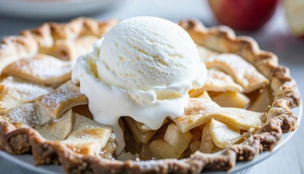 アイスクリーム添えのアップルパイ アイスクリーム添えのアップルパイの写真