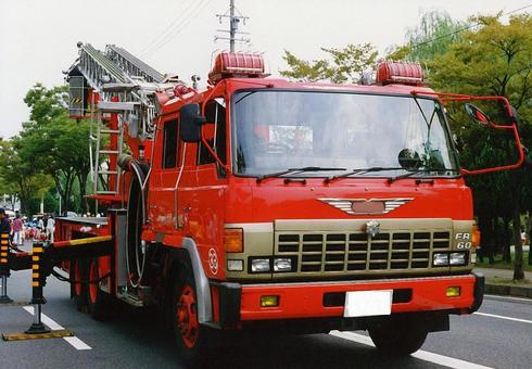 消防車 消防車 消防車,はしご車,乗り物の写真素材