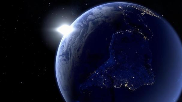 從太空看地球上南美洲夜景的 3D 渲染, JPG 從太空看地球上南美洲夜景的 3D 渲染, 地球, 宇宙, 夜景, JPG