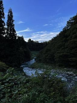 清津峡渓谷の青空 新潟県十日町市 清津峡渓谷の青空 新潟県十日町市 新潟,夏,観光の写真素材