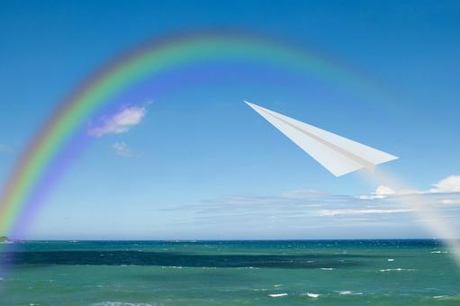 海と紙飛行機-4 やすらぎ,一息,動きの写真素材