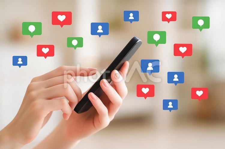 SNS投稿イメージ sns,投稿,いいねの写真素材