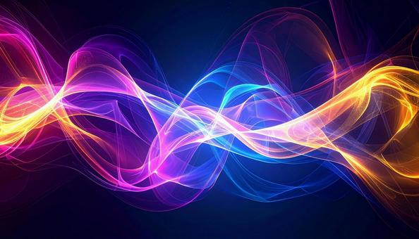 青、紫、金色など鮮やかな色彩の光の流れ 青、紫、金色など鮮やかな色彩の光の流れの写真