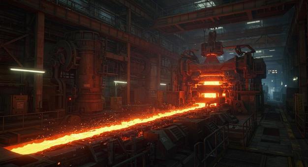 炎の川 　 製鉄所の溶融鋼の写真