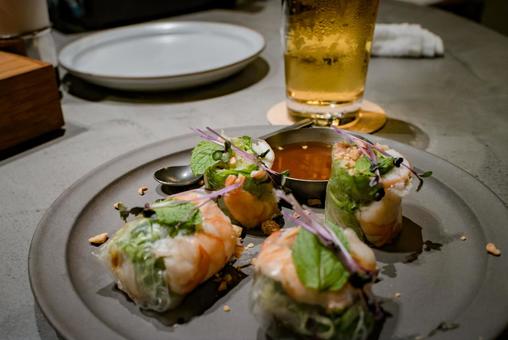 Fresh spring rolls at a Thai restaurant, JPG