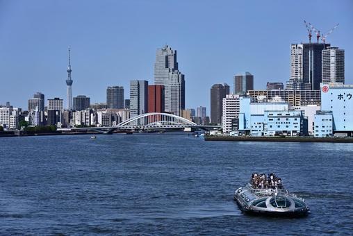 Tokyo Port Scenery - Tsukiji Bridge, Skytree, JPG Tokyo Port Scenery - Tsukiji Bridge, Skytree, JPG