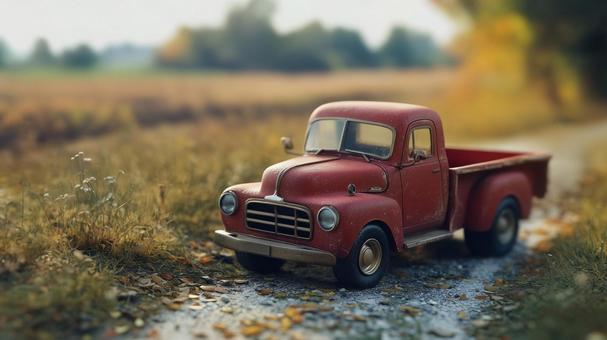 古いトラックのミニチュア ミニチュア,ジオラマ,おもちゃの写真素材