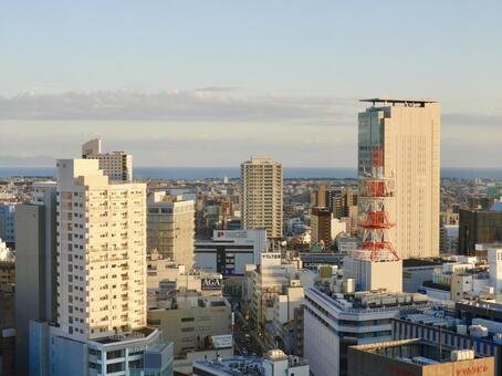 静岡市中心市街地遠景 静岡市,葵タワー,大都市の写真素材