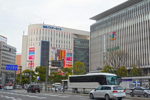 博多バスターミナルとjr博多シティ 博多バスターミナルとjr博多シティ 博多駅ビル,ハンズ,博多阪急の写真素材