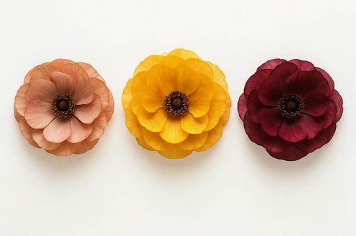 花 3個並び 花 3個並びの写真