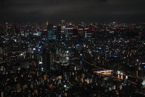 都会の夜景 都会の夜景 東京,スカイツリー,東京タワーの写真素材