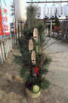 お正月　神社の門松 門松,神社,お正月の写真素材