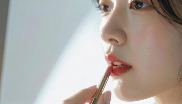 口紅をつける女性 口紅をつける女性の写真