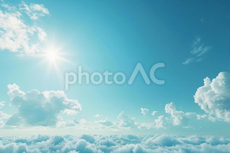 青空と白い雲の風景 空,雲,青空の写真素材
