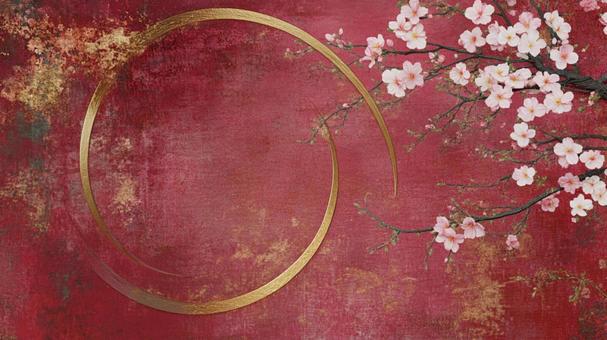 桜と和風ゴールド背景 桜と和風ゴールド背景の写真