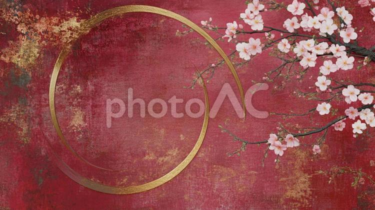 桜と和風ゴールド背景 桜,背景,和風の写真素材
