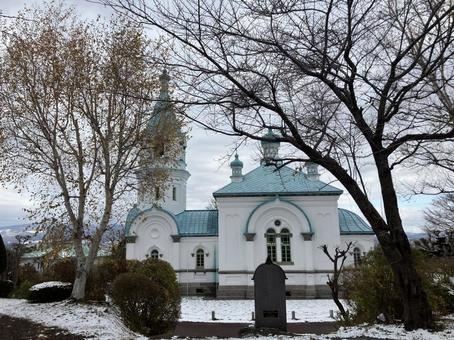 冬のハリストス教会 北海道,函館,教会の写真素材