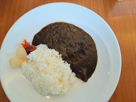 ブラックカレー　左寄り カレー,ブラックカレー,福神漬けの写真素材