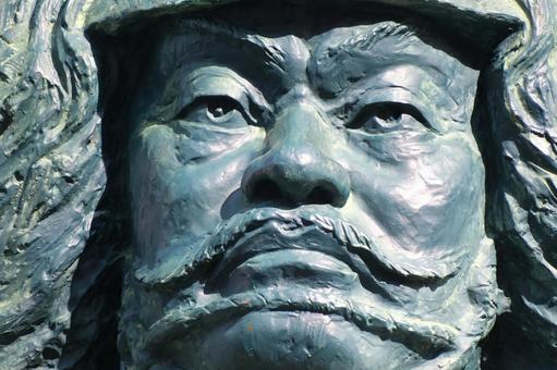 武田信玄公像顔アップ（高解像度） 武田信玄,武田信玄像,像の写真素材