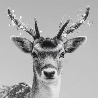 雄鹿の凛としたモノクロ姿 雄鹿の凛としたモノクロ姿の写真