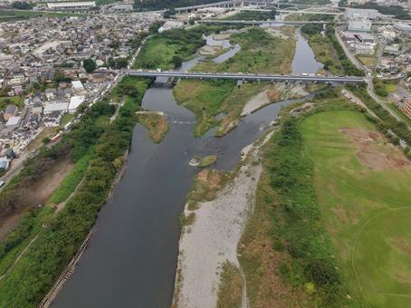 相模川・上依知 相模川・上依知 ドローン,空撮,相模川の写真素材