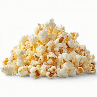Sparkling popcorn on a white background, popcorn, snack, food, JPG