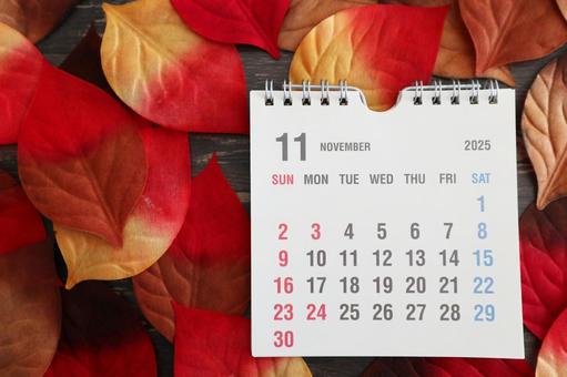 2025年11月のカレンダー素材 2025年11月のカレンダー素材 カレンダー,2025年,11月の写真素材