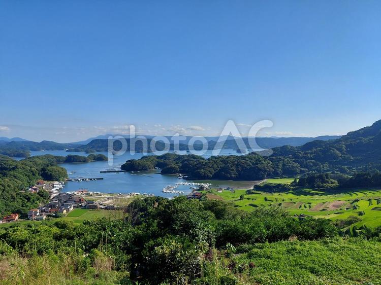 大浦の棚田 大浦の棚田,棚田,段々畑の写真素材