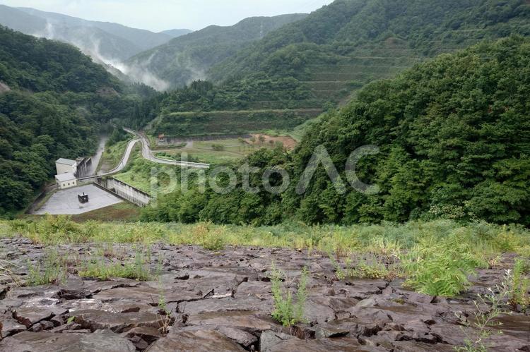 福井県-桝谷ダム 桝谷ダム,ダム,ロックフィルダムの写真素材