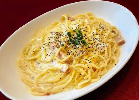 カルボナーラ カルボナーラ パスタ,ランチ,カルボナーラの写真素材