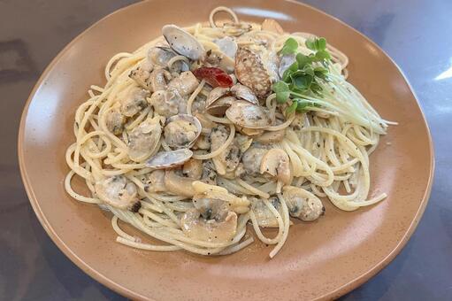 アサリたっぷりボンゴレビアンコ パスタ,スパゲティ,ボンゴレの写真素材