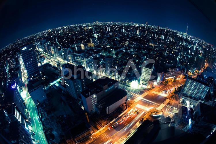 東京の夜景（文京シビックセンターから）９ skytree,tokyoskytree,オフィスビルの写真素材