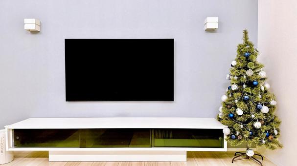 クリスマスツリーのある部屋　インテリア インテリア,クリスマスツリー,リビングルームの写真素材