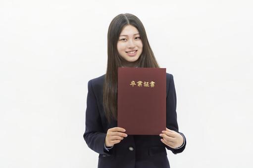 卒業式 女子高生 サクラサク 卒業式 女子高生 サクラサク 女性,女の子,高校生の写真素材