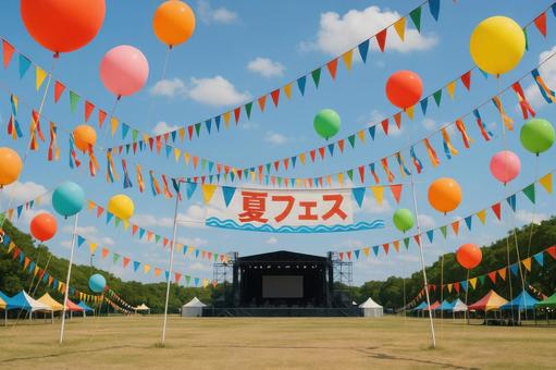 夏フェスの装飾と会場風景 夏フェスの装飾と会場風景の写真
