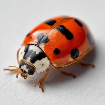 鮮やかな赤色てんとう虫の観察 鮮やかな赤色てんとう虫の観察の写真