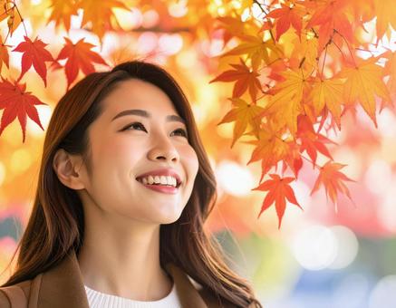 美しい秋の紅葉と日本人女性モデル 秋6 美しい秋の紅葉と日本人女性モデル 秋6の写真
