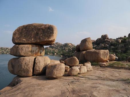 ハンピの巨石郡 ハンピの巨石郡 ハンピ,世界遺産,インドの写真素材