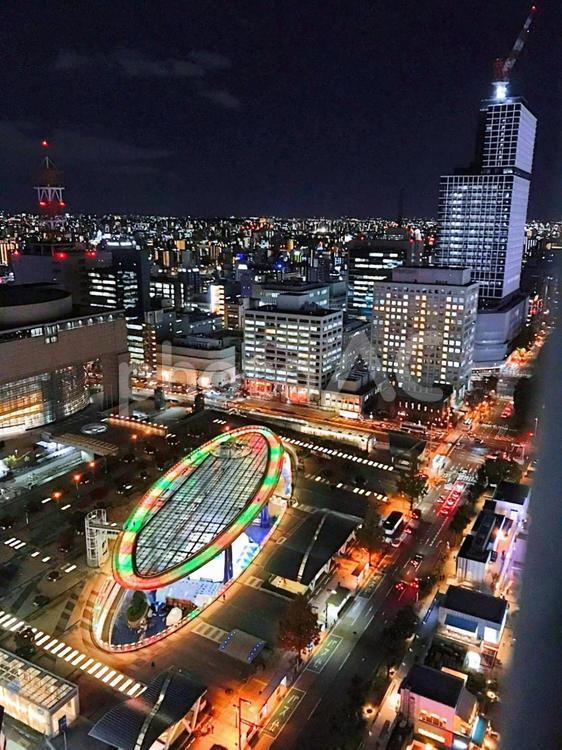 名古屋！中部電力ミライタワーから見た夜景 中部電力ミライタワー,ビル,夜景の写真素材