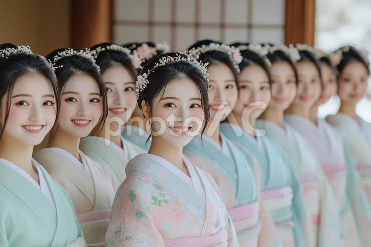 着物姿の女性たちのイメージ 女性,着物,日本の写真素材