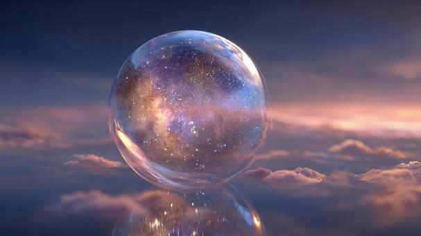 雲の上に漂う、星が瞬く透明な球体 雲の上に漂う、星が瞬く透明な球体の写真