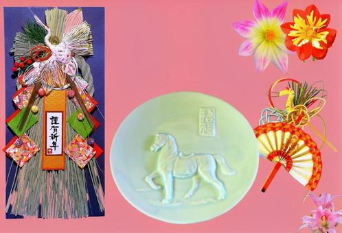 正月飾り・年賀はがき素材 正月飾り,置物,年賀はがき素材の写真素材