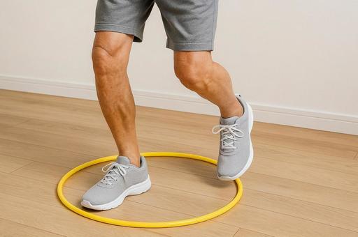 輪っかテストしてるシニアの足運動・高齢者 輪っかテストしてるシニアの足運動・高齢者の写真