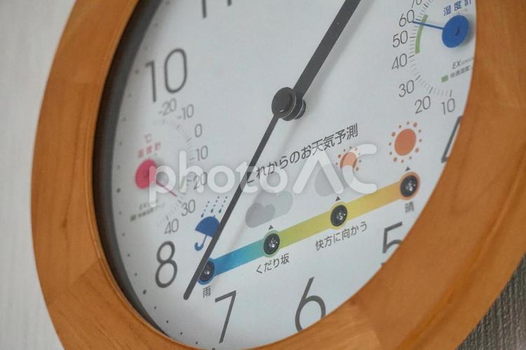 壁　時計　温度　湿度　天気／２ 時計,壁掛け時計,時間の写真素材