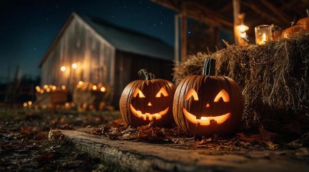 ハロウィン カボチャのランタンの写真